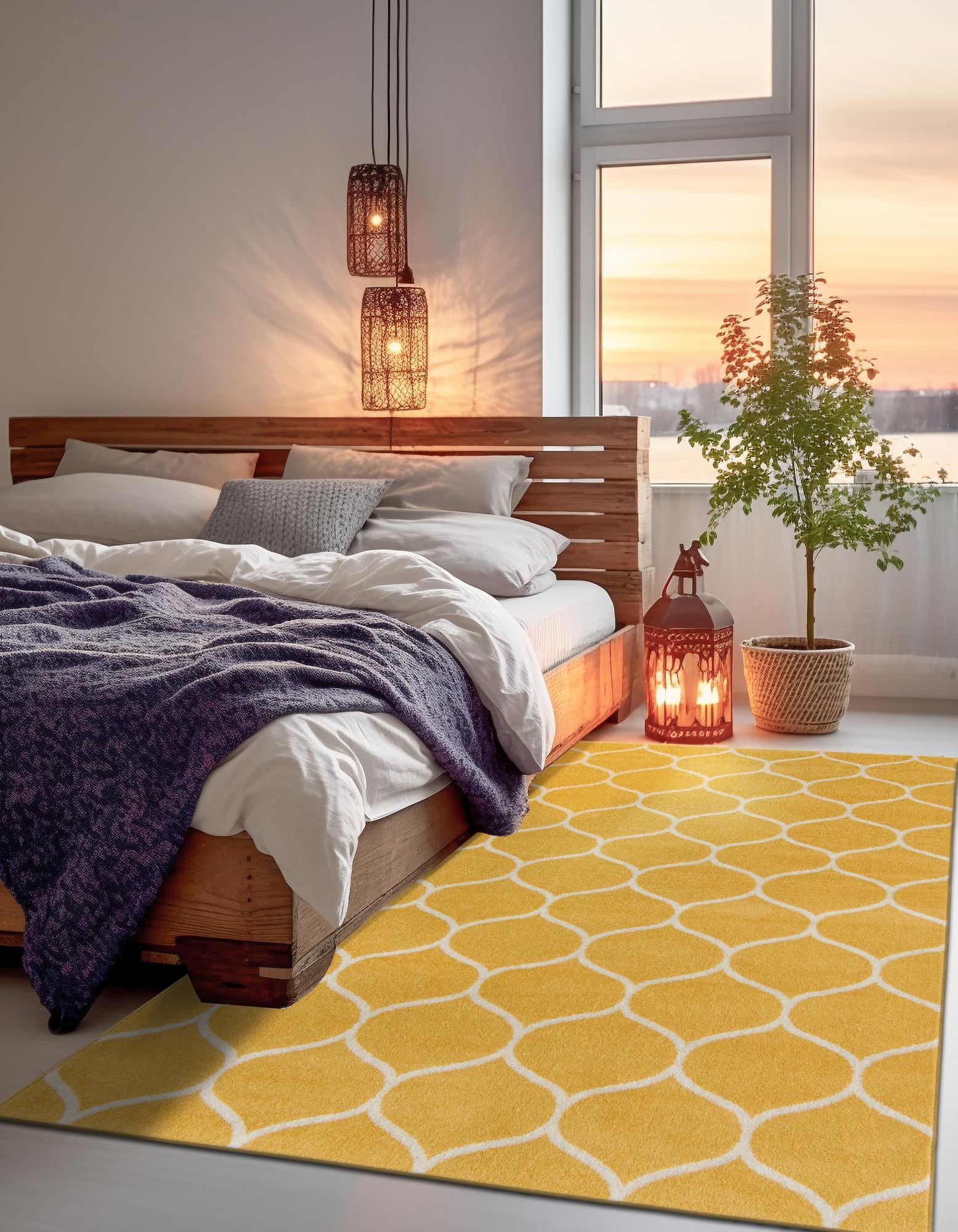 Trellis Mosaic Collection Area Rug -  Pergolatown (Yellow)