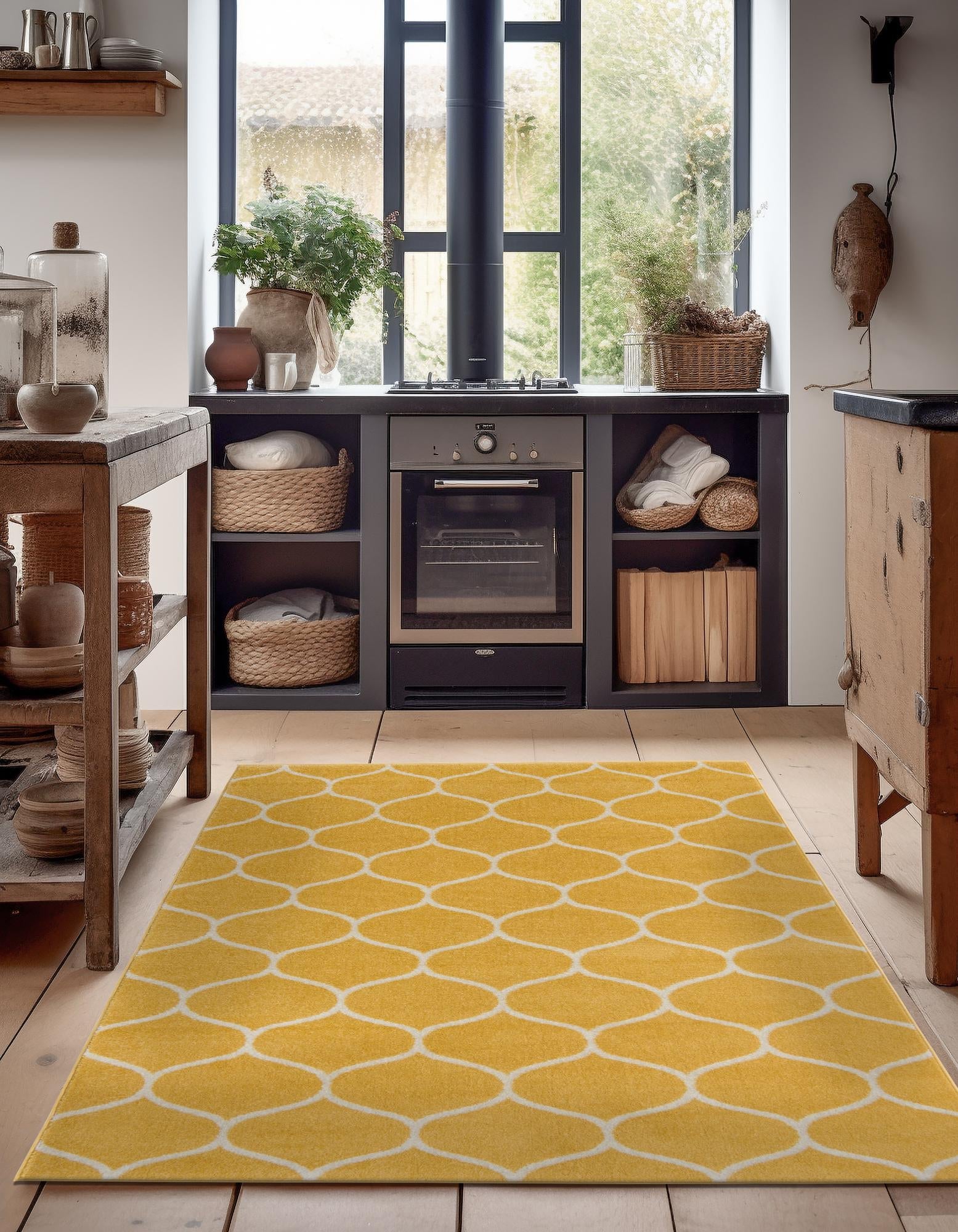 Trellis Mosaic Collection Area Rug -  Pergolatown (Yellow)