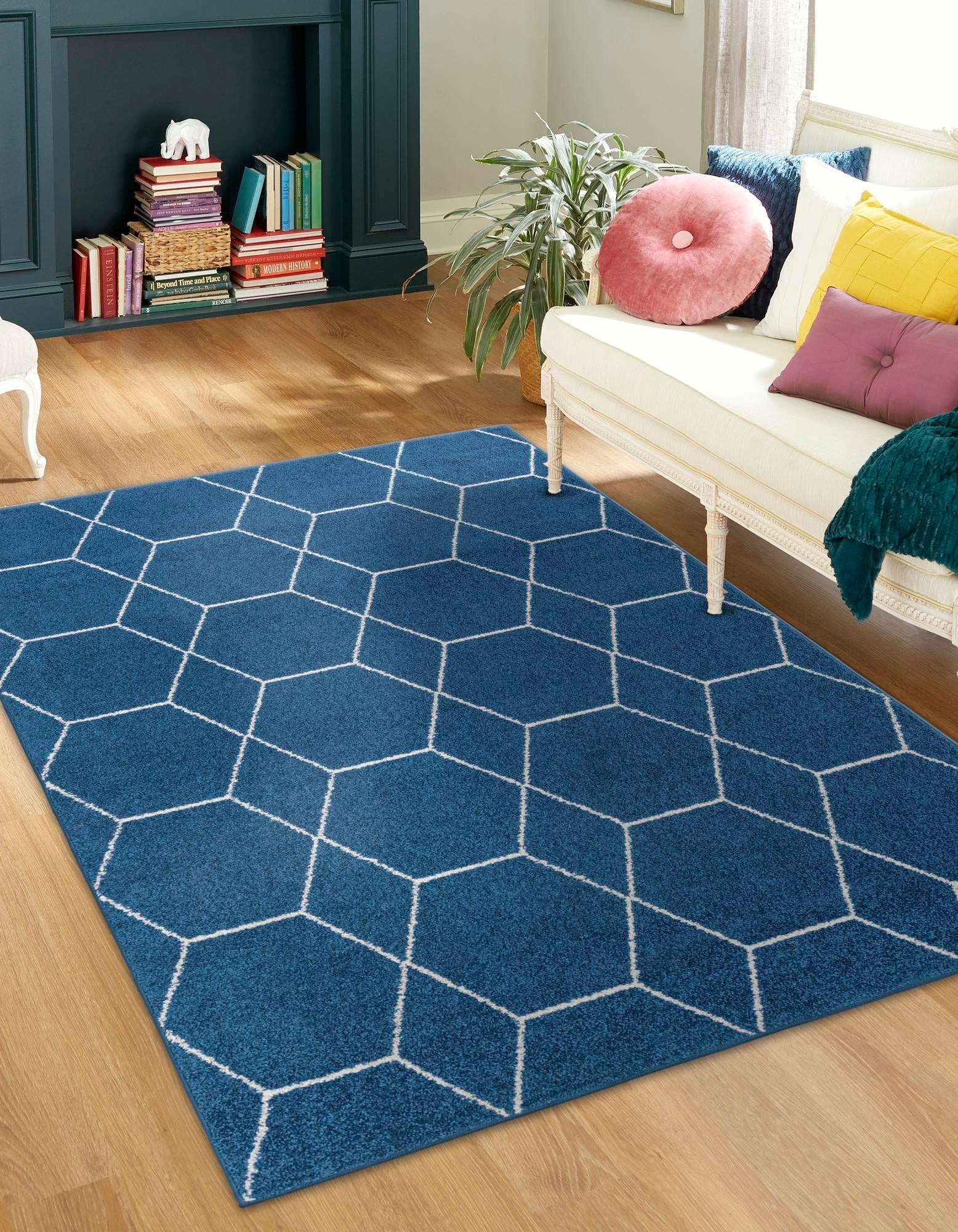 Trellis Mosaic Collection Area Rug - Arborville (Navy Blue)