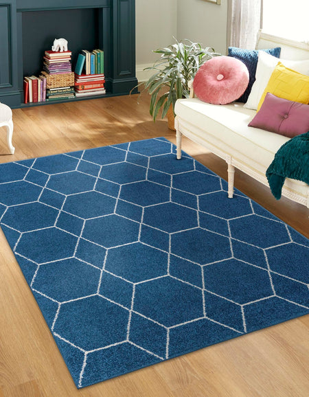 Trellis Mosaic Collection Area Rug - Arborville (Navy Blue)