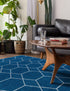 Trellis Mosaic Collection Area Rug - Arborville (Navy Blue)