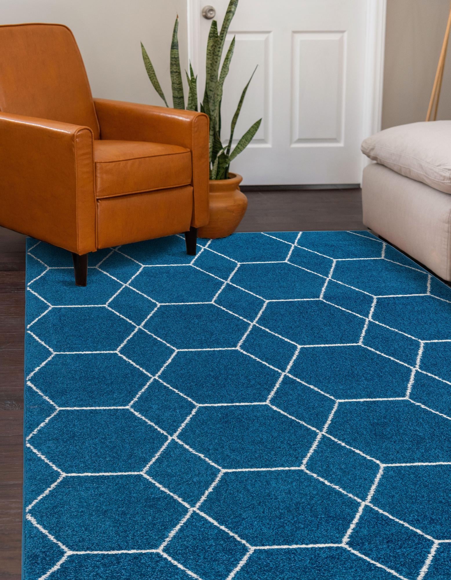 Trellis Mosaic Collection Area Rug - Arborville (Navy Blue)