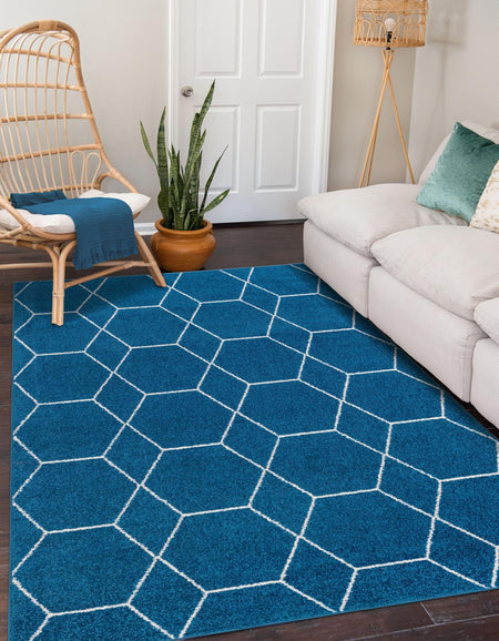 Trellis Mosaic Collection Area Rug - Arborville (Navy Blue)