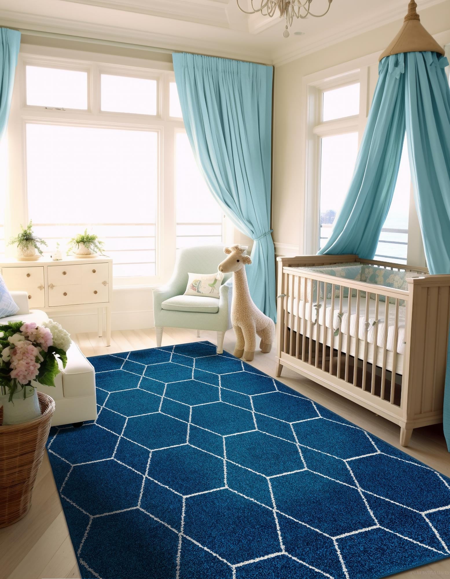 Trellis Mosaic Collection Area Rug - Arborville (Navy Blue)