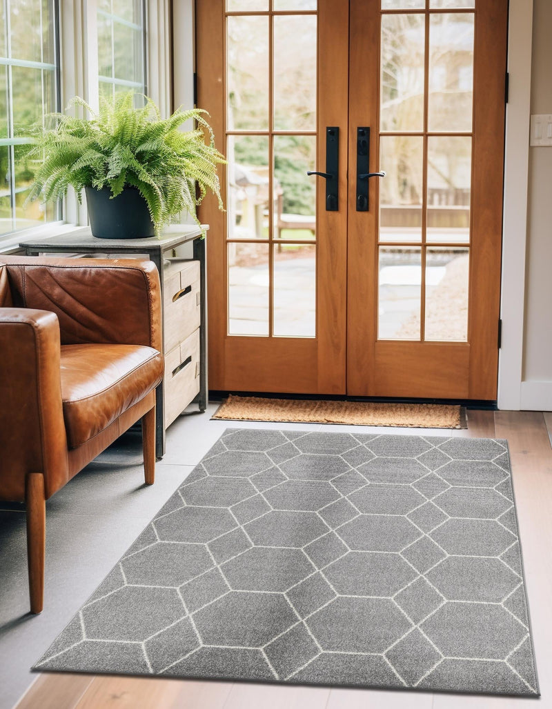 Lattice Garden Collection Area Rug - Arborville (Light Gray) Rectangle Light Gray  lifestyle 16