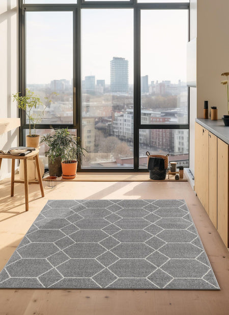 Trellis Mosaic Collection Area Rug - Arborville (Light Gray)