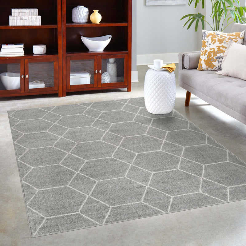 Lattice Garden Collection Area Rug - Arborville (Light Gray) Rectangle Light Gray  lifestyle 56