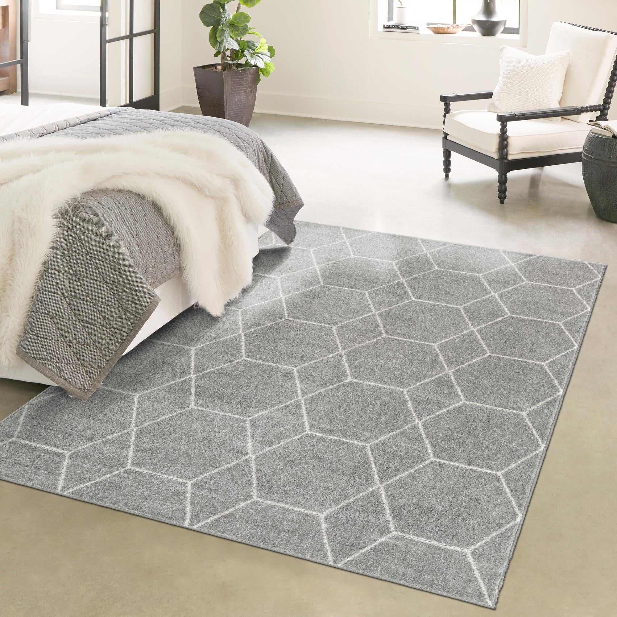 Trellis Mosaic Collection Area Rug - Arborville (Light Gray)