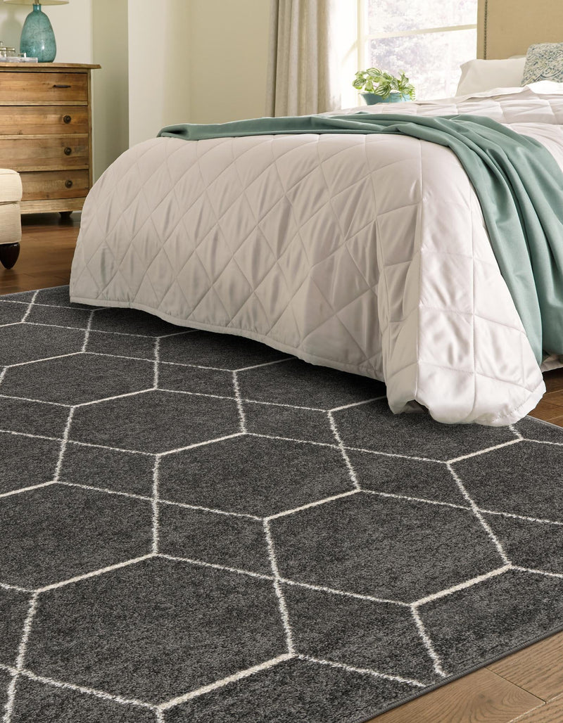 Lattice Garden Collection Area Rug - Arborville (Dark Gray) Rectangle Dark Gray  lifestyle 9