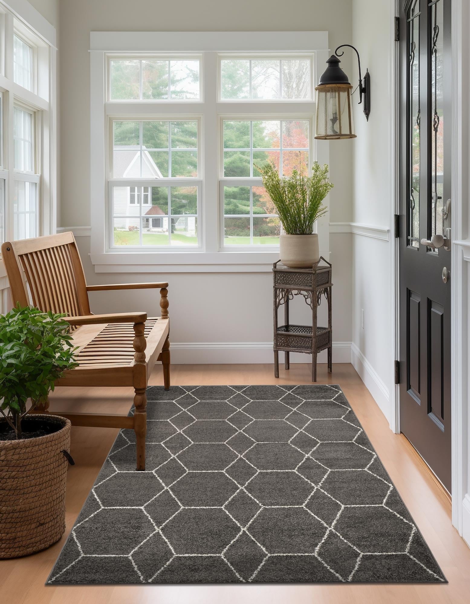 Trellis Mosaic Collection Area Rug - Arborville (Dark Gray)