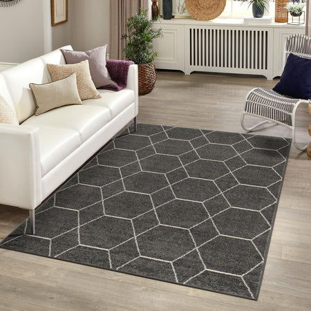 Trellis Mosaic Collection Area Rug - Arborville (Dark Gray)