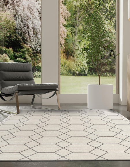 Trellis Mosaic Collection Area Rug - Arborville (Ivory)