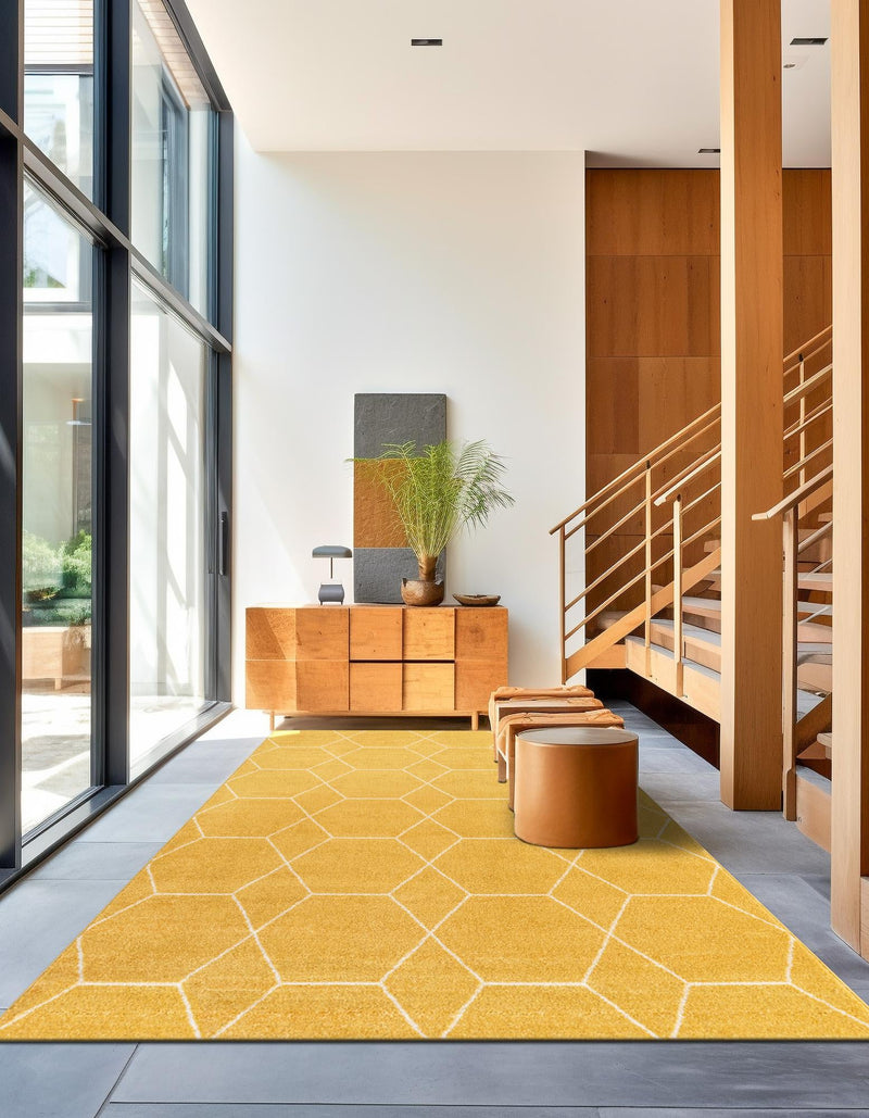 Lattice Garden Collection Area Rug - Arborville (Yellow) Rectangle Yellow  lifestyle 4