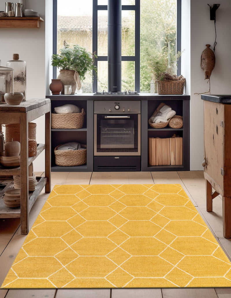 Lattice Garden Collection Area Rug - Arborville (Yellow) Rectangle Yellow  lifestyle 9