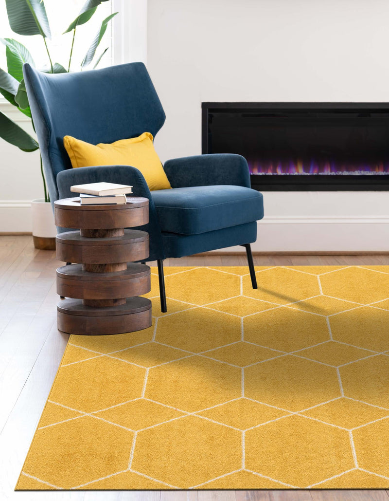 Lattice Garden Collection Area Rug - Arborville (Yellow) Rectangle Yellow  lifestyle 23