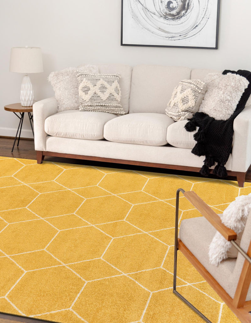 Lattice Garden Collection Area Rug - Arborville (Yellow) Rectangle Yellow  lifestyle 27