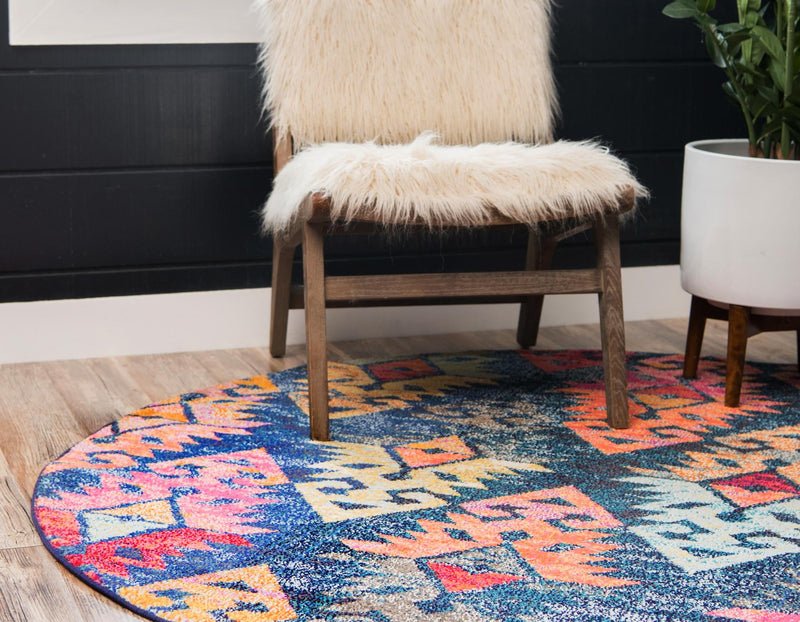 Sedona Vista Collection Area Rug -  Hopi Round Navy Blue  lifestyle 41