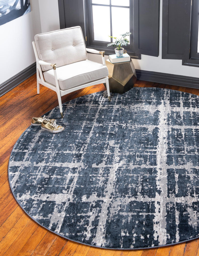 Metro Heights Collection Area Rug -  Flatiron Round Navy Blue  lifestyle 44