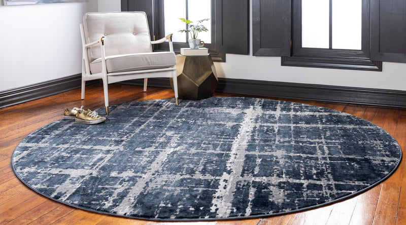 Metro Heights Collection Area Rug -  Flatiron Round Navy Blue  lifestyle 50