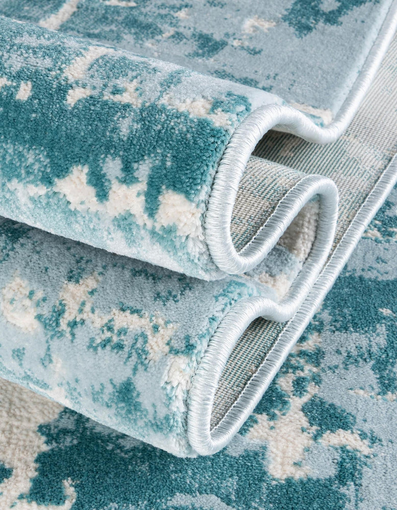 Metro Heights Collection Area Rug -  Flatiron Round Turquoise  lifestyle 136