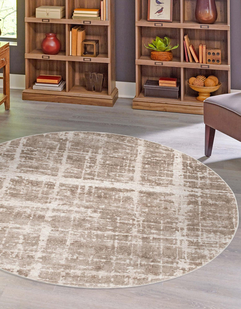 Metro Heights Collection Area Rug -  Flatiron Round Light Brown  lifestyle 68