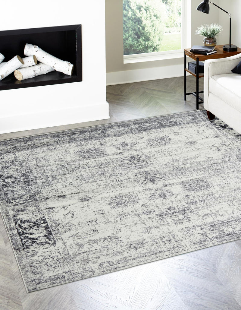 Riviera Elegance Collection Area Rug - Antibes (Gray) Square Gray  lifestyle 0