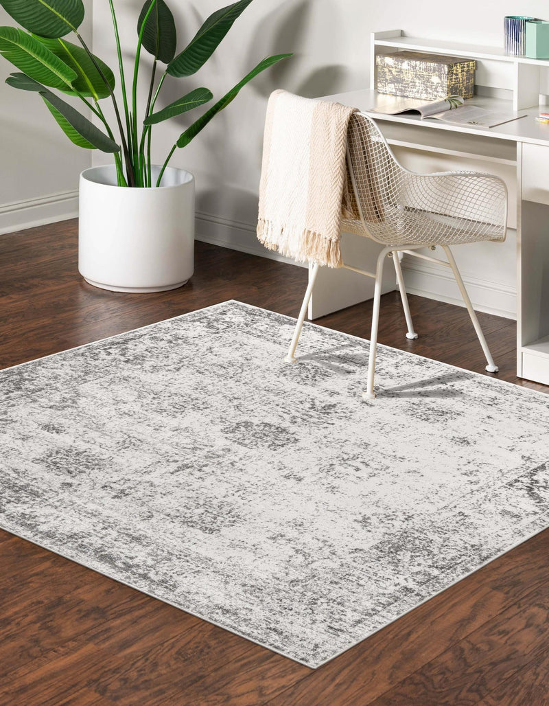 Riviera Elegance Collection Area Rug - Antibes (Gray) Square Gray  lifestyle 4