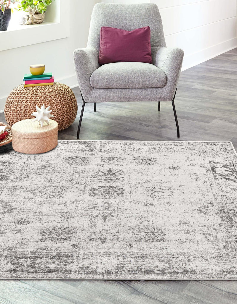 Riviera Elegance Collection Area Rug - Antibes (Gray) Square Gray  lifestyle 10