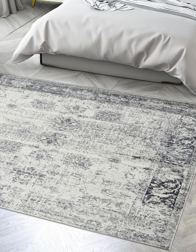 Riviera Elegance Collection Area Rug - Antibes (Gray) Square Gray  lifestyle 97