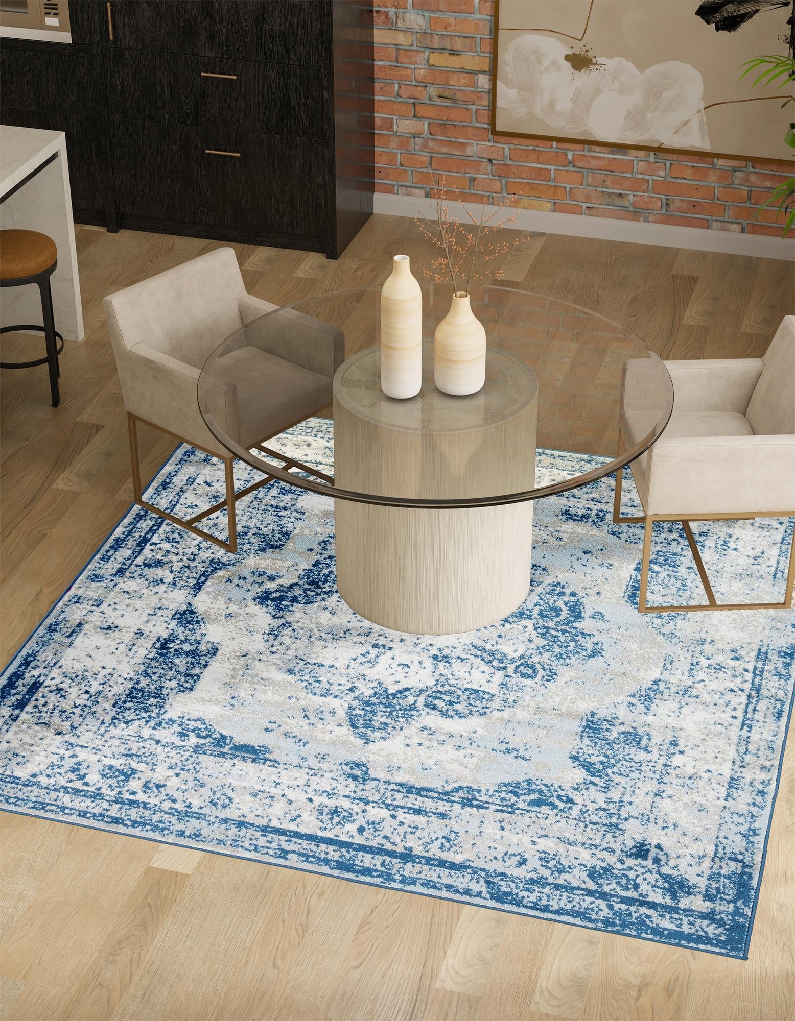 Riviera Elegance Collection Area Rug -  Menton (Blue)