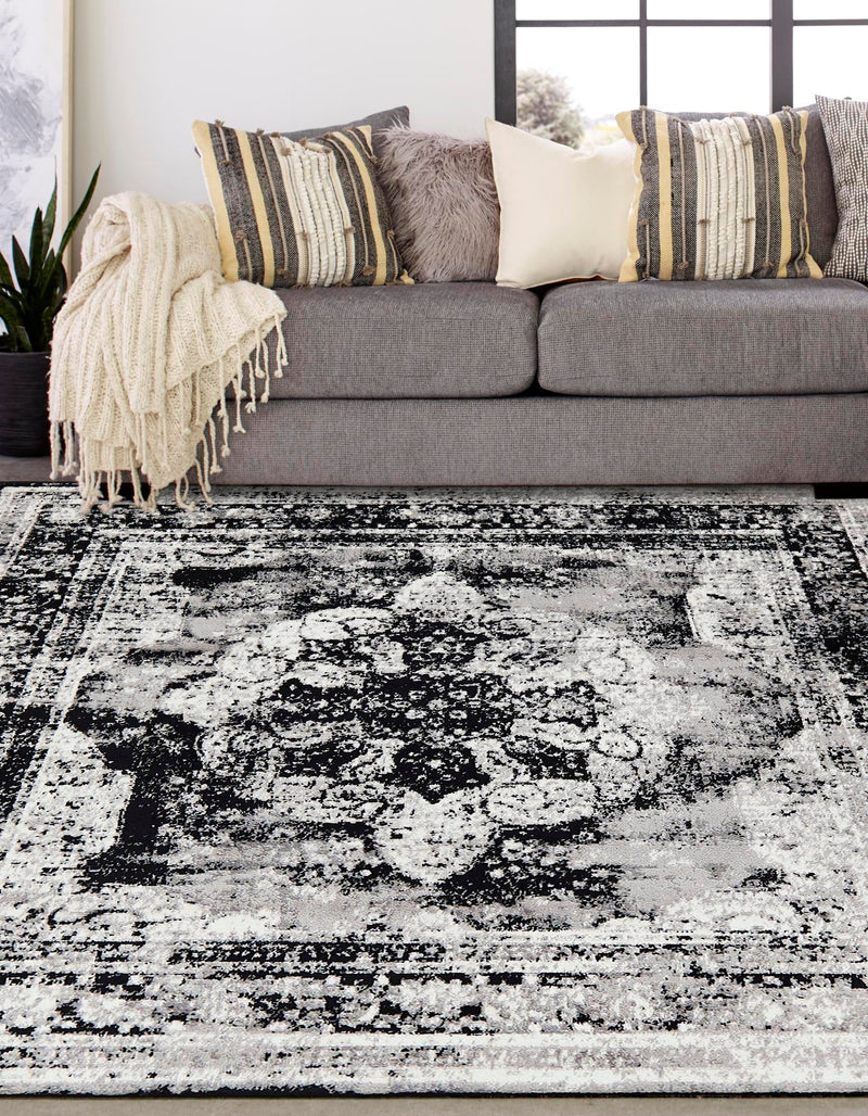 Riviera Elegance Collection Area Rug -  Menton (Black) Square Black  lifestyle 3