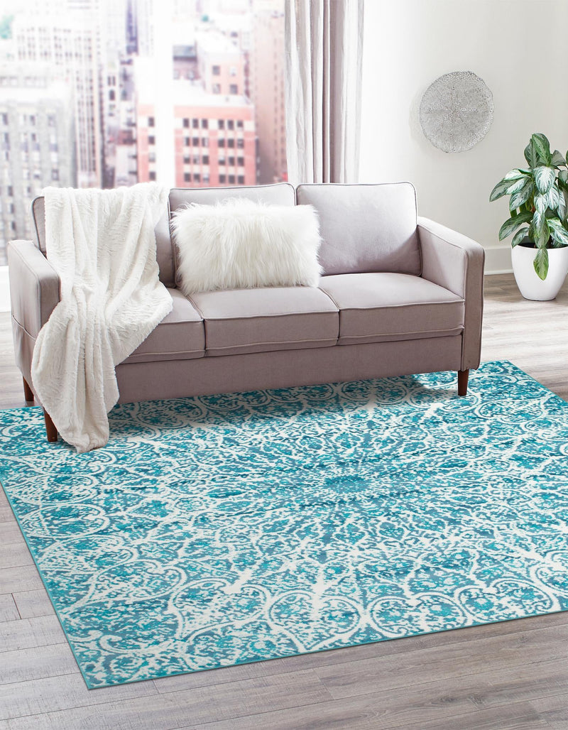 Riviera Elegance Collection Area Rug -  Eze Square Turquoise  lifestyle 0