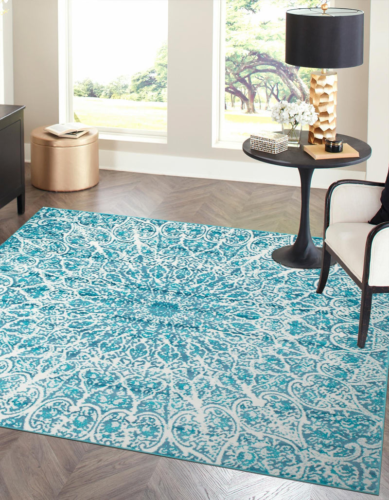 Riviera Elegance Collection Area Rug -  Eze Square Turquoise  lifestyle 3