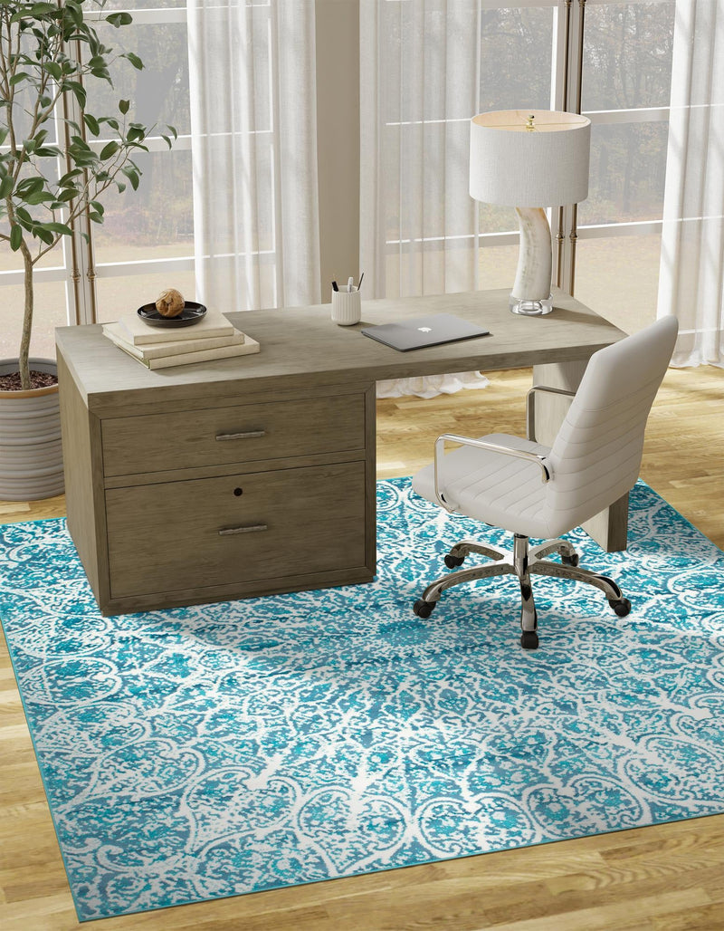 Riviera Elegance Collection Area Rug -  Eze Square Turquoise  lifestyle 9