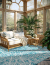 Riviera Elegance Collection Area Rug -  Eze Square Turquoise  lifestyle 15