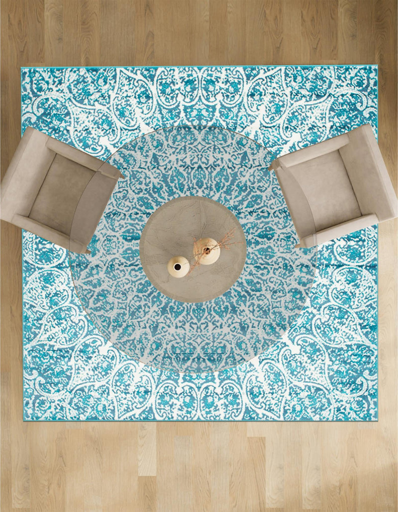 Riviera Elegance Collection Area Rug -  Eze Square Turquoise  lifestyle 17