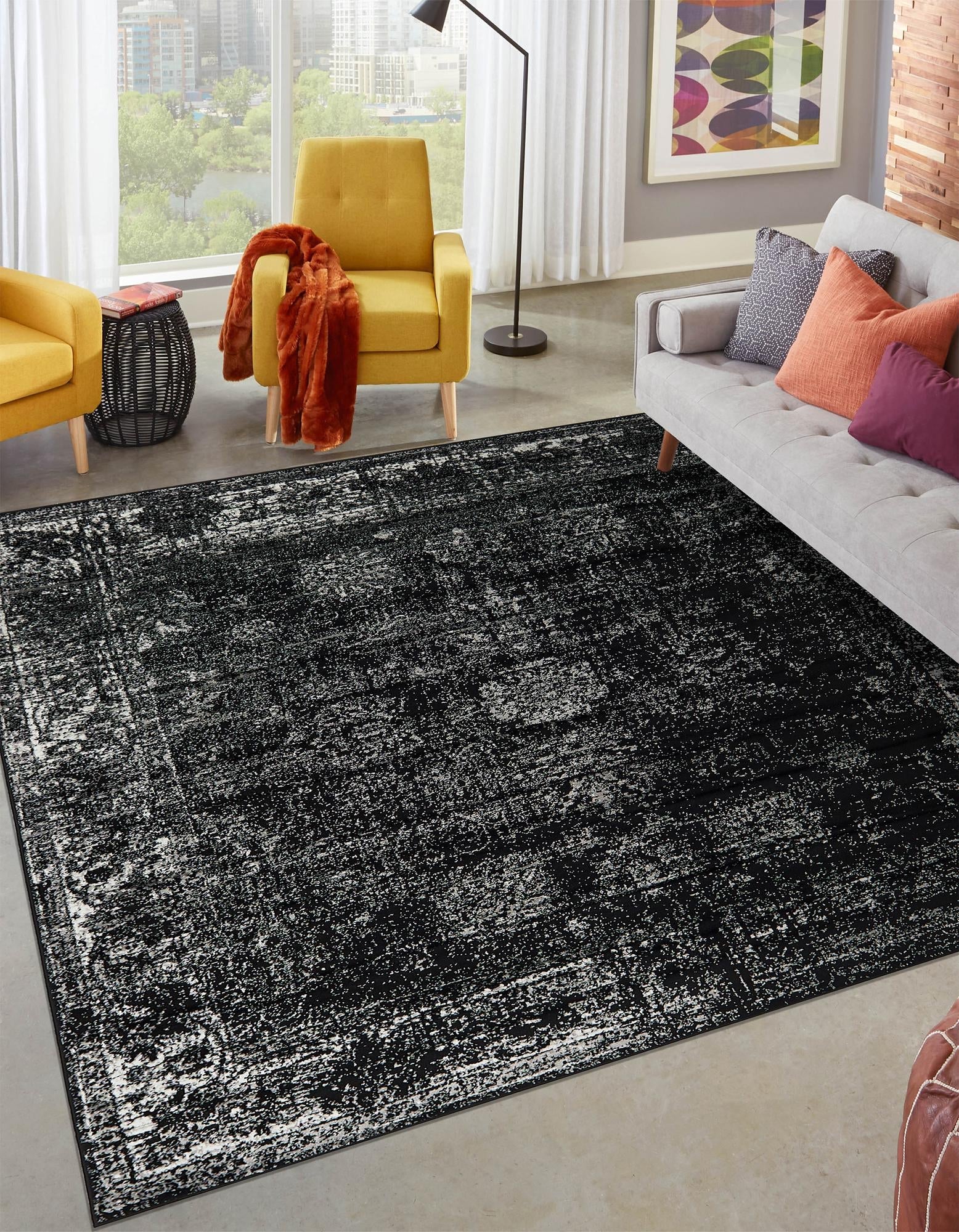 Riviera Elegance Collection Area Rug - Antibes (Black)