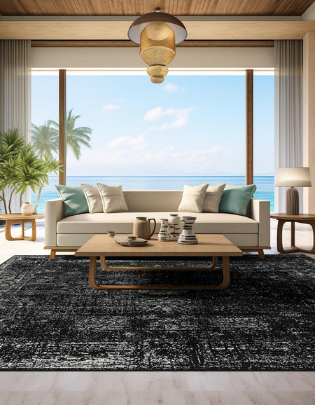 Riviera Elegance Collection Area Rug - Antibes (Black)