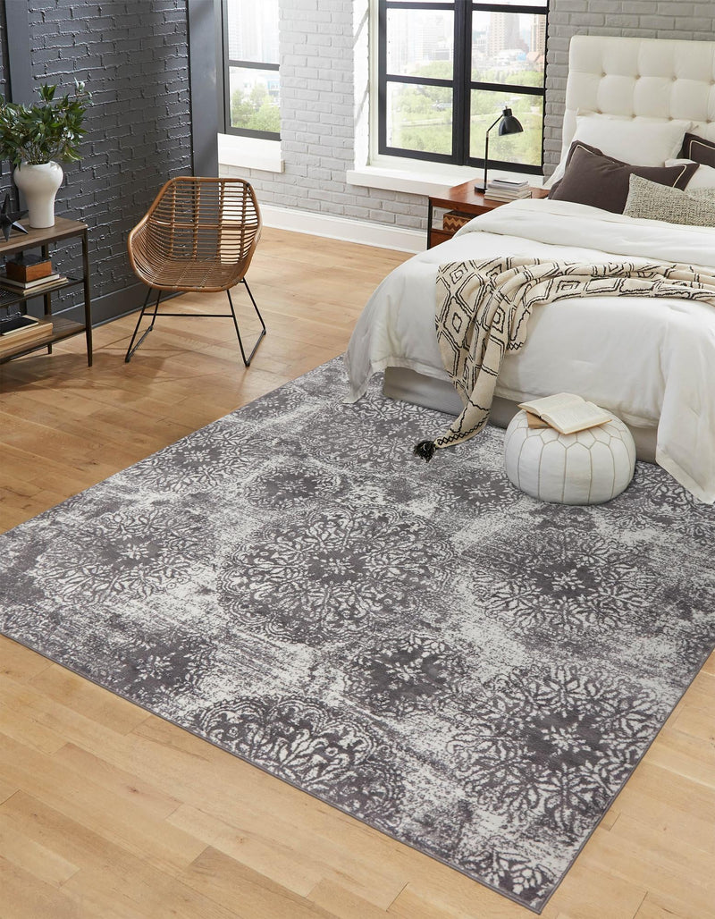 Riviera Elegance Collection Area Rug -  Monaco (Gray) Square Gray  lifestyle 0