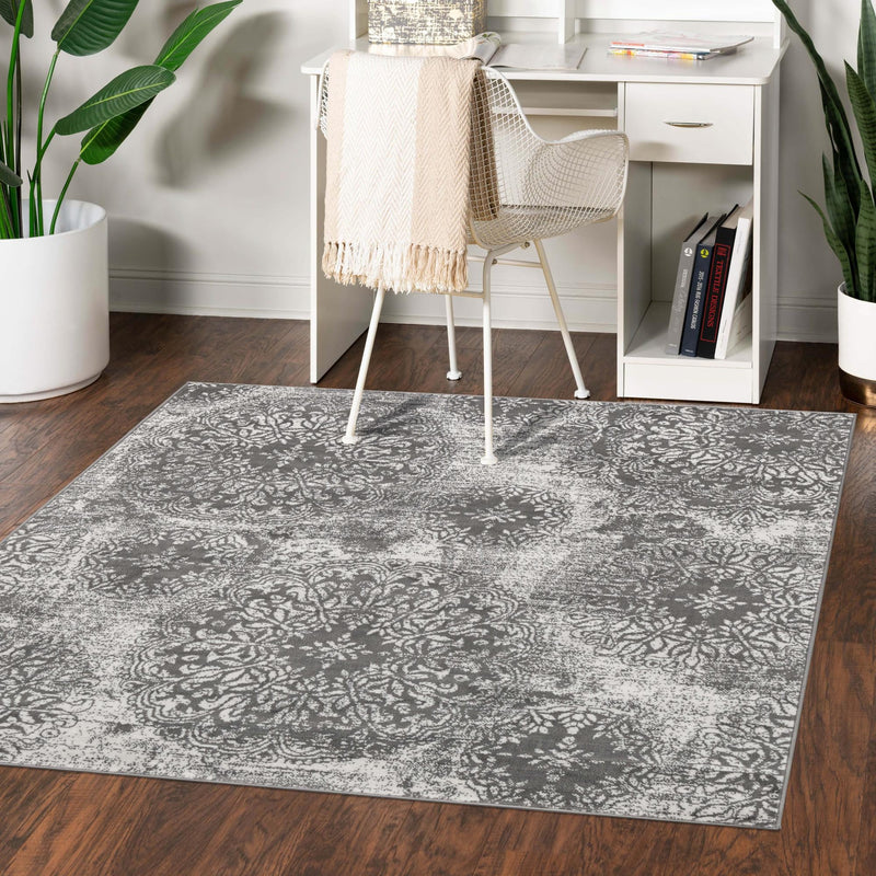 Riviera Elegance Collection Area Rug -  Monaco (Gray) Square Gray  lifestyle 51