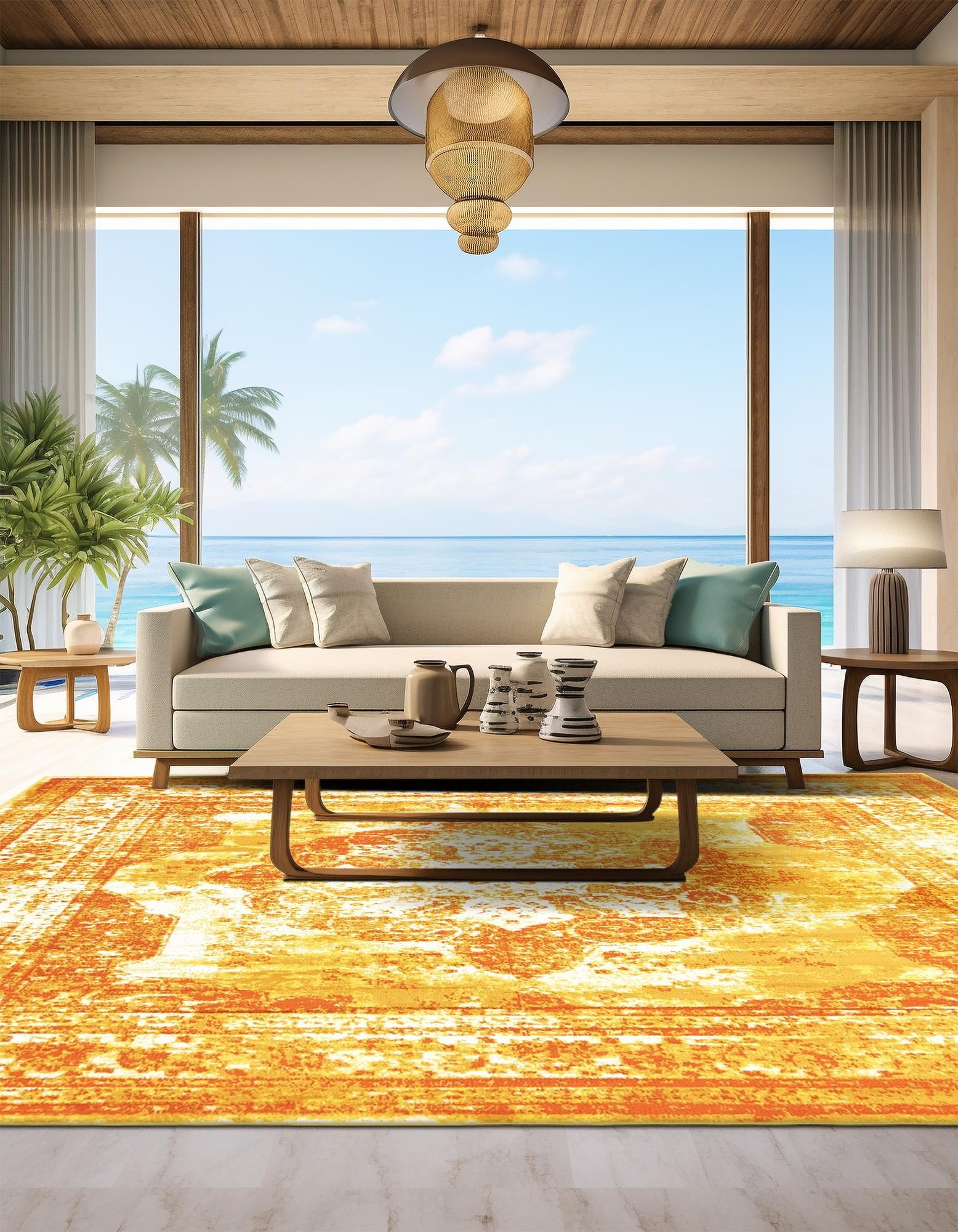 Riviera Elegance Collection Area Rug -  Menton (Orange)