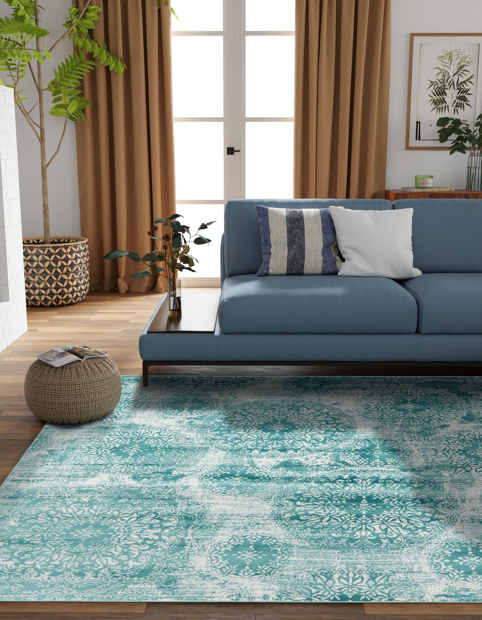 Riviera Elegance Collection Area Rug -  Monaco (Turquoise)