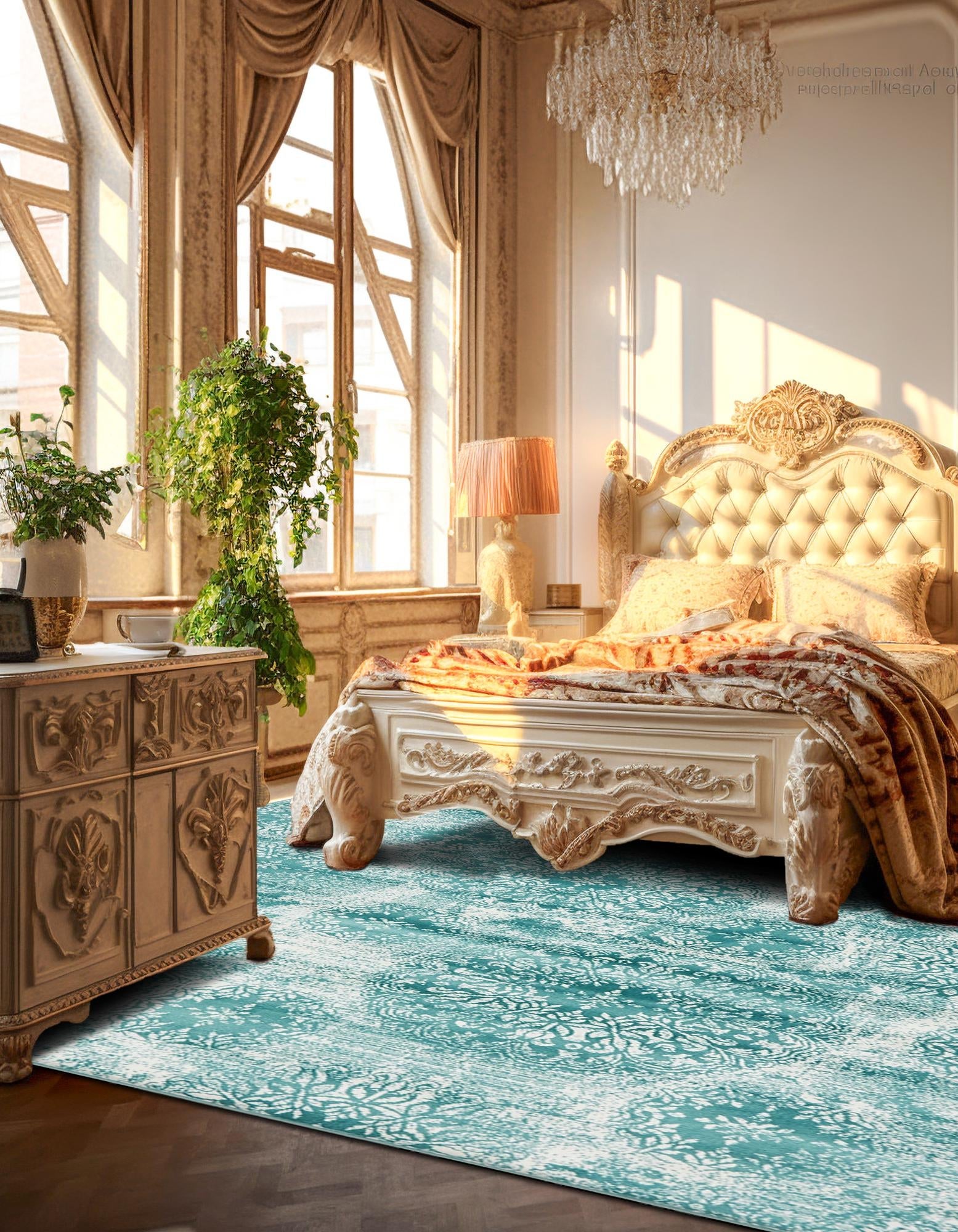 Riviera Elegance Collection Area Rug -  Monaco (Turquoise)