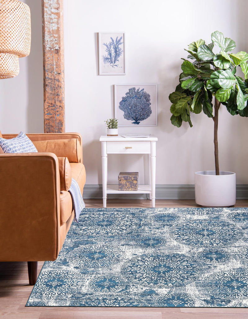 Riviera Elegance Collection Area Rug -  Monaco (Blue) Square Blue  lifestyle 5