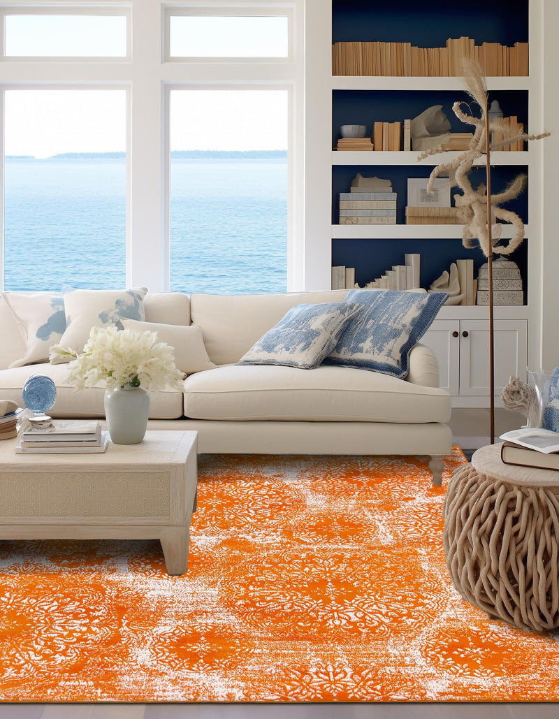 Riviera Elegance Collection Area Rug -  Monaco (Orange) Square Orange  lifestyle 11