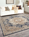 Coastal Manor Collection Area Rug -  Pelican Square Dark Blue  lifestyle 30