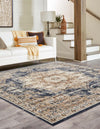 Coastal Manor Collection Area Rug -  Pelican Square Dark Blue  lifestyle 37