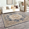 Coastal Manor Collection Area Rug -  Pelican Square Dark Blue  lifestyle 123