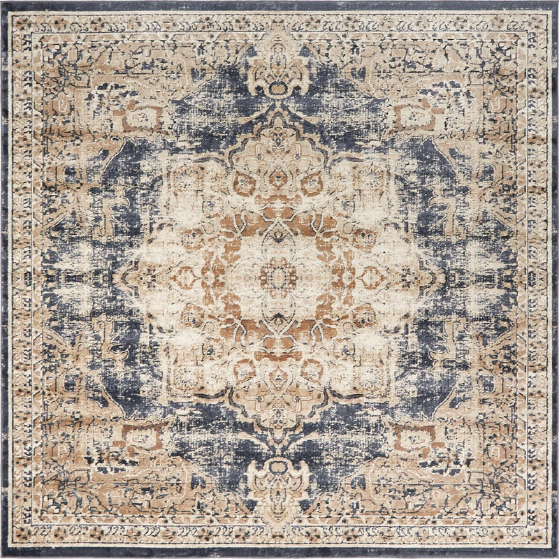 Coastal Manor Collection Area Rug -  Pelican Square Dark Blue  lifestyle 23