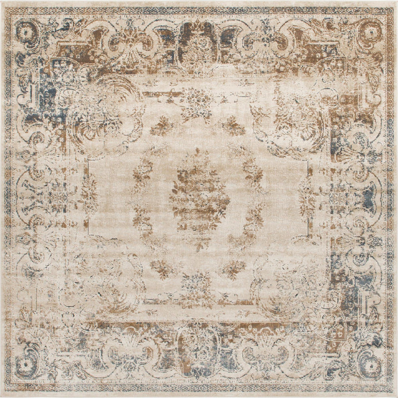 Coastal Manor Collection Area Rug -  Pierpoint Square Blue Cream  lifestyle 16